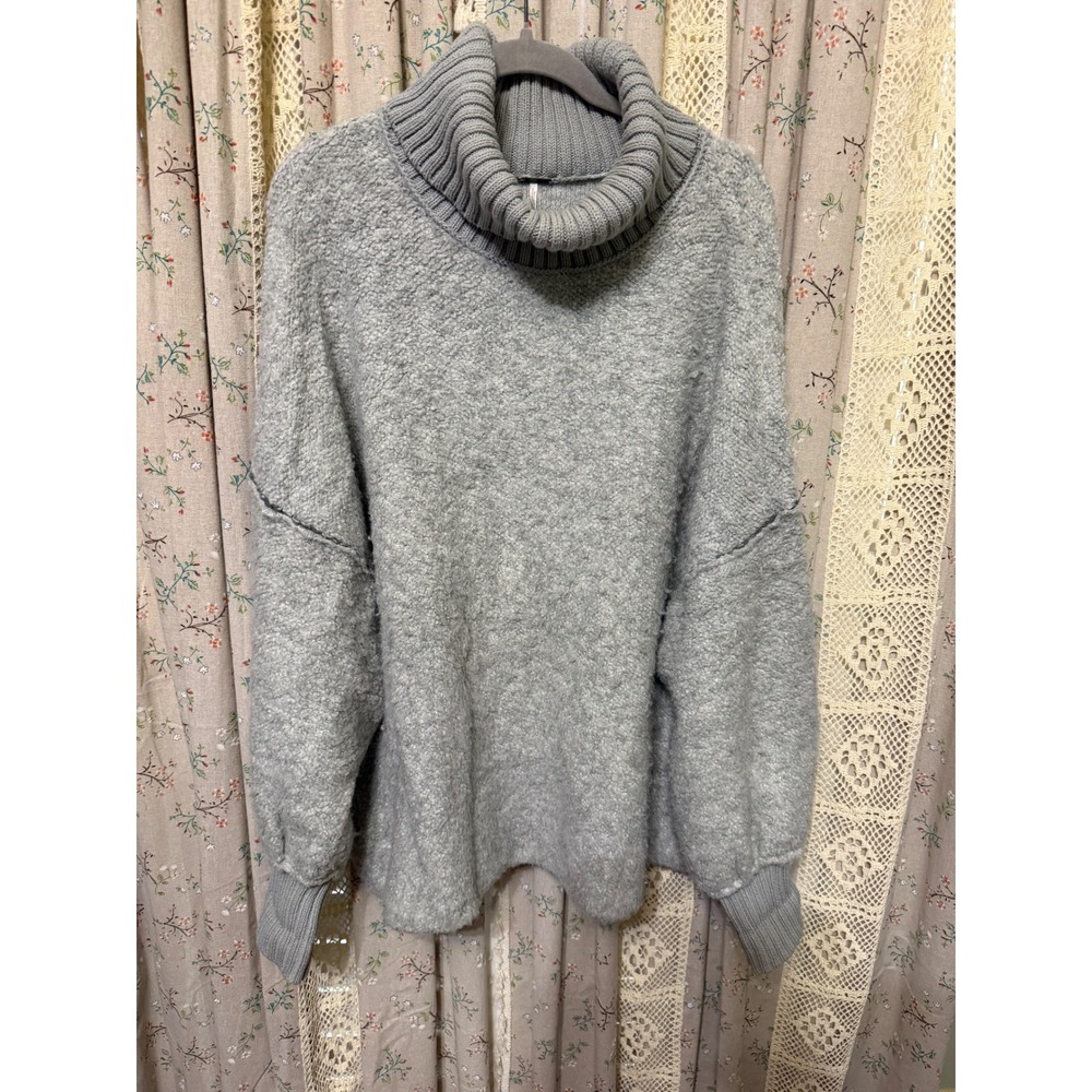 Free People Milo Pullover Heather Gray Oversized Turtleneck Sweater M